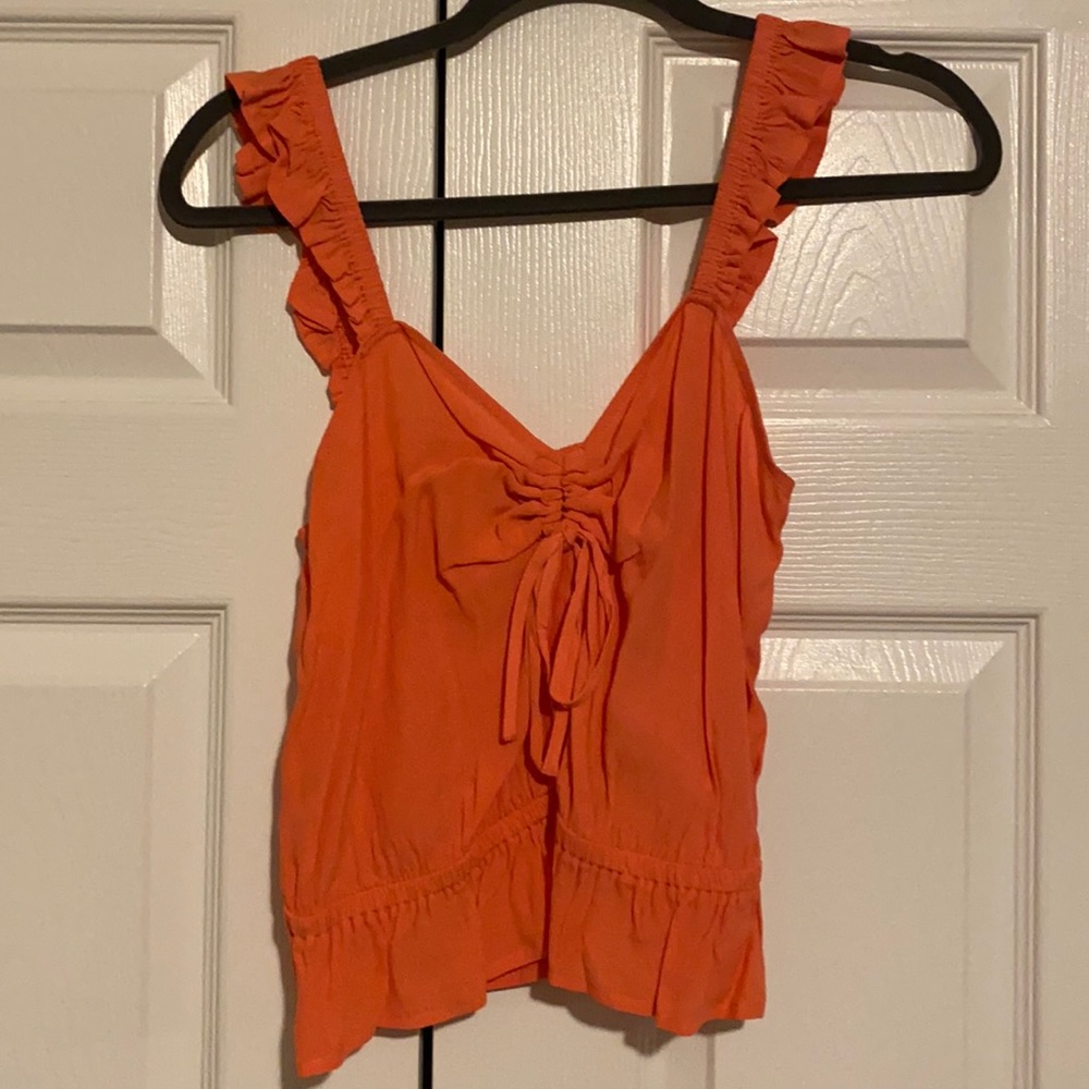 Hot pink cropped sleeveless top from Express